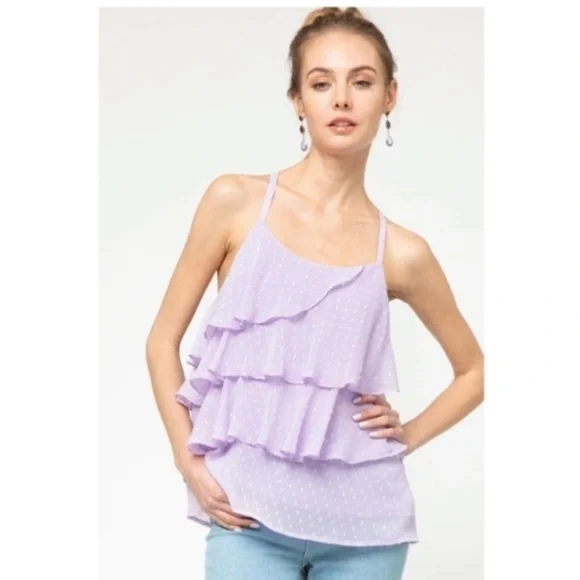Entro Brentwood Purple Ikat Layered Tank - Picture 1 of 6